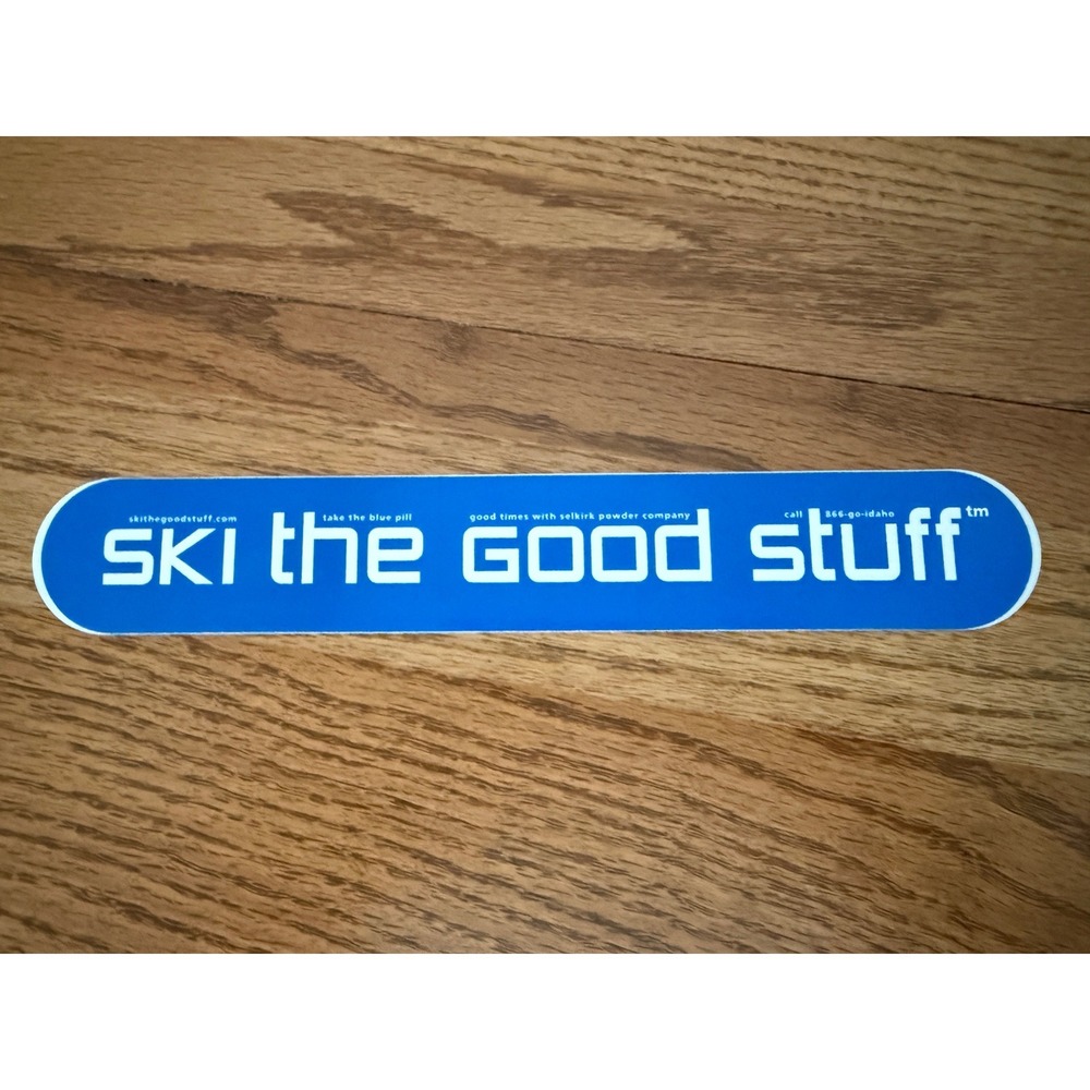 Selkirk Powder Company Idaho Ski The Good Stuff Blue Sticker Decal 10x2